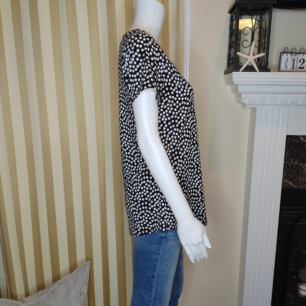 KIM ROGERS POLKA DOT TUNIC, BLACK/WHITE S - Picture 2 of 5